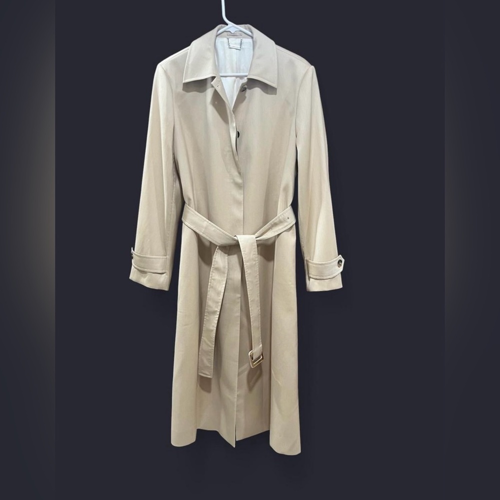 NWOT! Lilysilk | Silk-Wool Blend Water Repellent Classic Trench Coat | Khaki | L - Picture 5 of 13